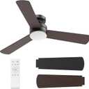 Ceiling Fans with Lights, 42" Modern Low Profile Ceiling Fan with Light and Remote Control, 3CCT, 6 Speeds Reversible DC Motor, Noiseless, Black LED Ceiling Fan for Bedroom, Living, Indoor/Outdoor Use