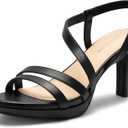 Carcuume Women's Strappy Platform Heeled Sandal,NATRACY-BLACK PU-6.5 (Black)