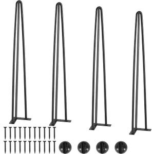 VEVOR Hairpin Table Legs 28", Set of 4 Desk Legs 900lbs Load Capacity, Hairpin Desk Legs 3 Rods for Desk Chairs Bench Dining End Table, Solid Carbon Steel Heavy Duty Furniture Legs Black