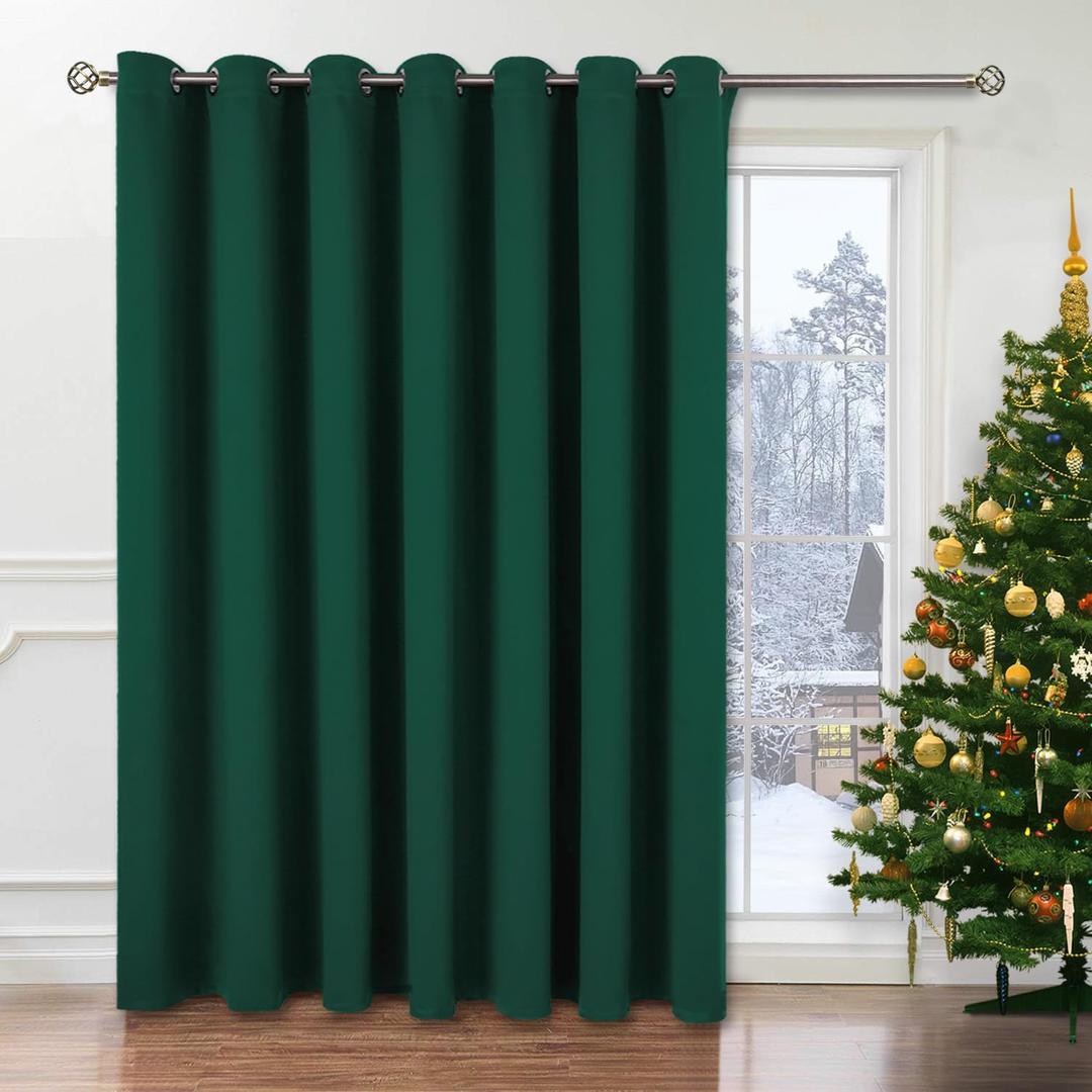 BGment Sliding Door Curtain 100 X 84 Inches, Wide Thermal Blackout Curtains Room Darkening Room Divider Window Curtain, 1 Panel, Emerald Green, 84 Length X Wide 100