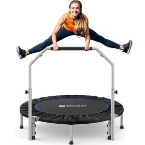 BCAN SP2 40/48" Foldable Mini Trampoline Max Load 330lbs/440lbs, Fitness Rebounder with Adjustable Foam Handle, Exercise Trampoline for Adults Indoor/Garden Workout | FED Fitness