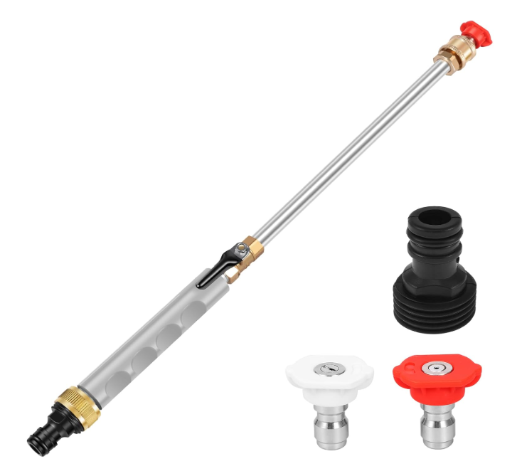 Jet Nozzle Power Washer Wand for Garden Hose, High Pressure Watering Sprayer Cleaning Tool with 2 Different Nozzles for Gutter Patio Car Pet Window Glass.(Grey)