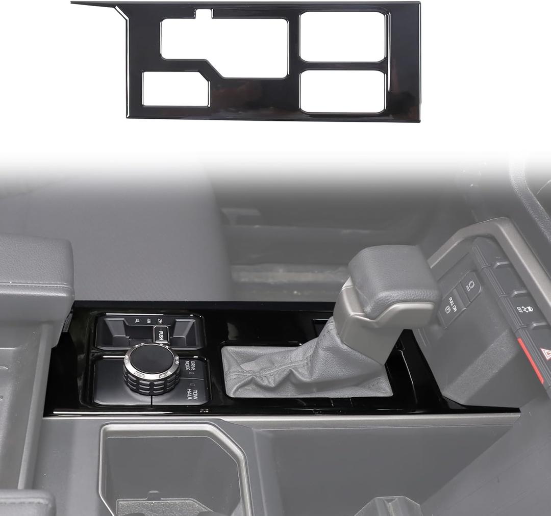 HAPPYHORSE Central Control Gear Shift Panel Trim Cover Compatible with Toyot@ Tundra/Sequoia 2022-2025 Car Gear Shift Control Anti-Scratch Panel Protection Cover Decorative (Piano Black, with 4WD)