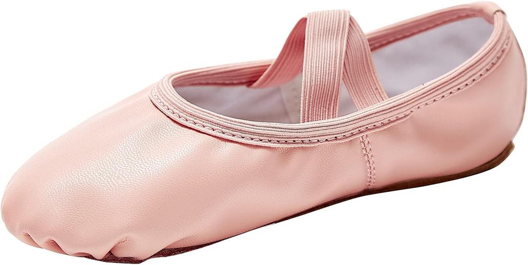 Stelle Ballet Shoes for Girls Soft Leather Dance Slippers Ballerina Shoes (Pink)