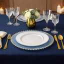 PLASTICPRO Translucent Blue with Gold Rim Plastic Charger Plates with Beaded Edge Pack of 8 13" Elegant Round Disposable Chargers for Weddings, Events, Parties, and Dinners