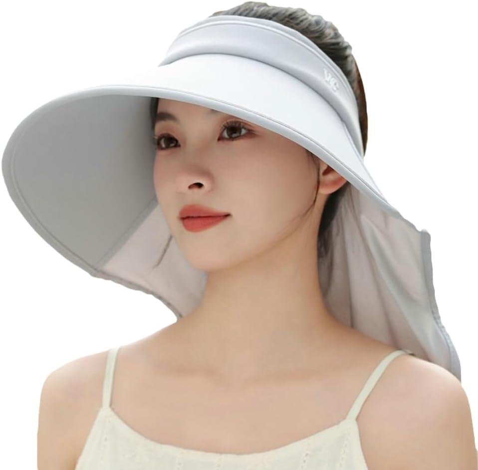 Sun Visor Hats for Women Wide Brim UPF 50+ UV Sun Protection Visor Hats Casual Adjustable Roll up Summer Beach Caps