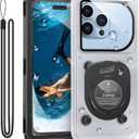 Waterproof Phone Case,IPX8 Waterproof Phone Pouch for Beach & Snorkeling Essentials,Phone Waterproof Case with Lanyard, Universal Case Up to 6.9" for iPhone,Samsung (Black)