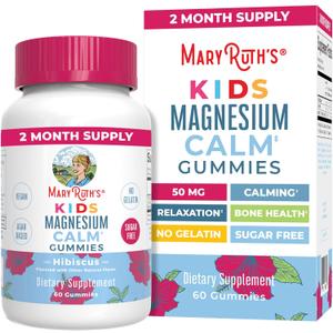 MaryRuth Organics Kids Magnesium Citrate Gummies by MaryRuth's | 2 Month Supply | Sugar-Free | Calm Magnesium Gummies for Kids 2+ | Bone Health | Calcium Absorption | Vegan | 60 Count