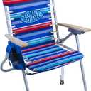 Tommy Bahama Hi-Boy 17" Seat Height 4-Position Lace-Up Suspension Folding Beach Backpack Chair (Red and Blue Stripe)