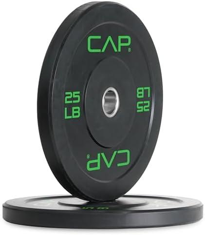 CAP Barbell Rubber Olympic Bumper Plate Black and Green Colors 25 LBS pair