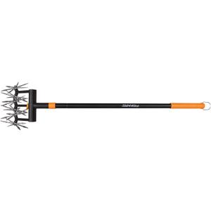 Fiskars Telescoping Rotary Cultivator - 40''-60'' Extendable Gardening Hand Tool - Rotary Hand Cultivator Tool and Garden Tiller for Soil or Reseeding Grass & Ergo Gardening Hand Trowel