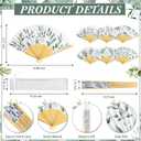 Briwooody 48 Set Eucalyptus Leaf Hand Folding Fans with Organza Bags Bulk Greenery Wedding Favors for Guests Boho Green Leaf Paper Fan for Bridal Shower Supplies Bridesmaid Gifts Party Decorations