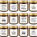 12-Pack Birthday Scented Candles, 3.05 oz Each, Natural Soy Wax, Long-Lasting Romantic Fragrance, Funny Happy Birthday Gift Set, Unique Gifts for Women Men, Gift-Ready