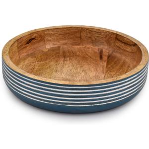 Decorative Bowls Mango Wood for Home Dcor Unique Table Centerpieces, Wooden Home Decor Accents for Farmhouse Rustic Style (10" X 10" X 2.5")