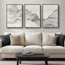 Large Framed Neutral Modern Abstract Wall Art, 3 Piece Black and Beige Canvas Prints Paintings Artwork for Walls, Minimalist Line Pictures for Living Room Hallway Office Wall Decor -Total 30x60 Inch, 20" W X 30" H X 3pcs