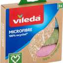 Vileda Microfibre Recycled 3 Cloths, Multicolor, Polyester, 3 Units (Pack of 1)