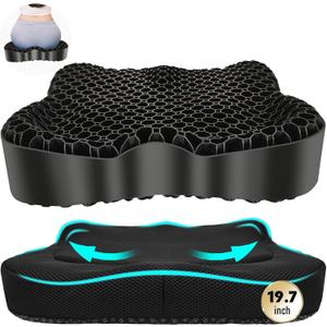 Cooling Gel Seat Cushion, Thickened Big Breathable Honeycomb Design Absorbs Pressure Points Gel Cushion with Anti-Slip Cover Cooling Seat Cushion for Office Chair Home Car Seat Cushion for Wheelchair
