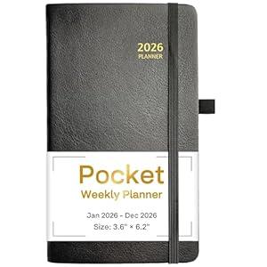 2026 Planner, Weekly ＆ Monthly Planner 2026, Jan 2026 – Dec 2026, 3.6" x 6.2", Flexible Cover, 12 Monthly Tabs, Thick Paper, Spiral Wirebound, Inner Pocket, Black