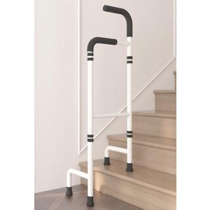 Elderly Stair Climbing Assist Cane, Adjustable Height 36-46in, Lightweight(2.6lb) & Sturdy and Anti-Slip, Foam Grip Handles, Relieves Pain