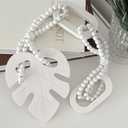 Unique Wood Beads with Chain Link and Leaf, Decorative Beads Home Decor, Knot Beaded Garland Decor, Housewarming Gift, White