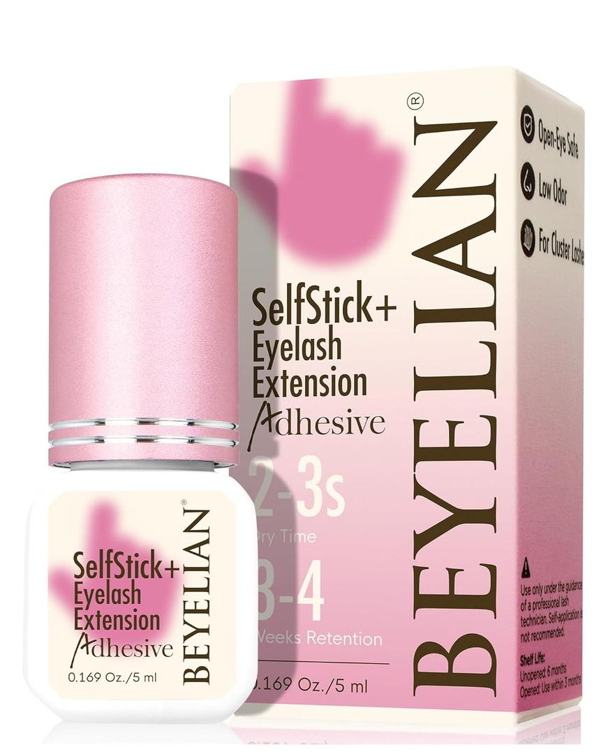 BEYELIAN Sensitive Lash Cluster Glue,Strong Hold Eyelash Extension Black Glue Long Lasting 3-4 Weeks Waterproof & Hypoallergenic Formaldehyde-Free for Open Eyes DIY Salon Use Only(5ML)