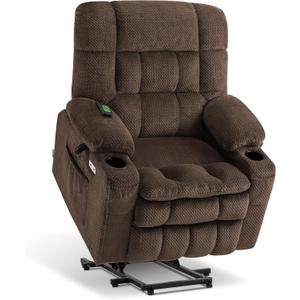 MCombo Small Dual Motor Power Lift Recliner Chair Sofa with Massage and Heat for Elderly People Petite, Infinite Position, USB Ports, Fabric 7893 (Small-Regular, Coffee) (Small-Regular, Coffee)