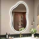 SMIROR Irregular Led Bathroom Mirror 20x 32 inch, Cloud Lighted Vanity Mirror with Lights for Wall, Anit-Fog, Dimmable, Memory (Vertical/ Horizontal)