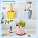 Easter Baskets for Kids, Bunny Easter Basket Set 3-Pack for Egg Hunt, Reusable Velvet Easter Basket with Bunny Ears for Easter Games, Party Gifts & Spring Decoration (Blue, Pink, Yellow)