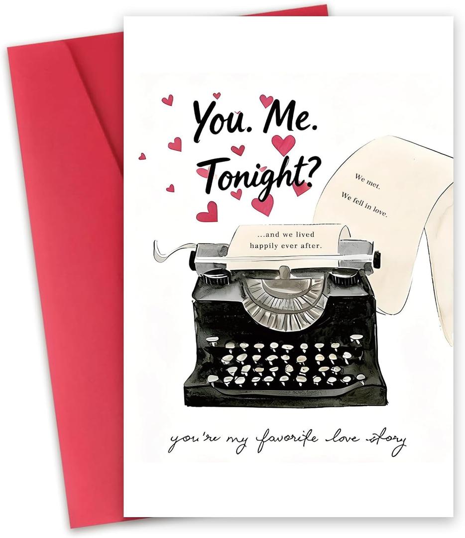 3 x Funny Valentine's Day Card: 'You're Just My Type'Favorite Love Story, Anniversary greeting cards, typrewriter, Love blank card, Birthday card for boyfriend, husband, wife (DTK-247)