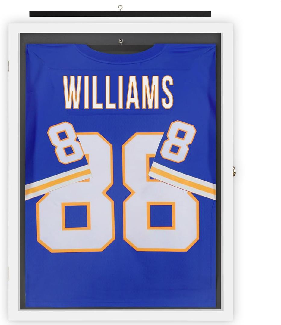 Americanflat Jersey Frame Display Case - 23x31 Lockable Display Case with Hanger - All-Star Collection - White Sports Jersey Frame Shadow Box with Plexiglass for Baseball, Football, Basketball, Soccer