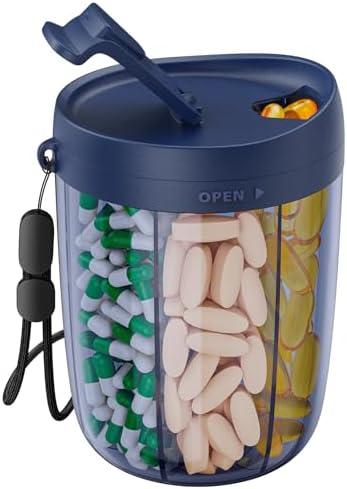 PULIV Large Pill Bottle Organizer, Supplement Organizer for Holding 6 Various Vitamins, Pill Box with Anti-Mixing & Wide Opening Design, Easy to Retrieve Meds and 20 Pcs Stick-on Labels, Business Blue PULIV Large Pill Bottle Organizer, Supplement Organizer for Holding 6 Various Vitamins, Pill Box with Anti-Mixing & Wide Opening Design, Easy to Retrieve Meds and 20 Pcs Stick-on Labels, Business Blue