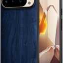 Case for Google Pixel 10 Pro 5G funda Bamboo Wood Pattern PU Leather Back Cover for Google 10 Pro Case (Blue, Pixel 10 Pro)