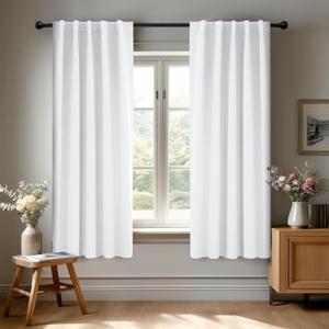 Deconovo Semi 50% Light Blocking Pure White Curtains - Solid Back Tab and Rod Pocket Room Darkening Curtains for Kids' Bedroom, 42x63 Inch, 2 Panels, Adult Deconovo Semi 50% Light Blocking Pure White Curtains - Solid Back Tab and Rod Pocket Room Darkening Curtains for Kids' Bedroom, 42x63 Inch, 2 Panels, Adult