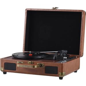 Semme Retro Record Player Portable Turntable for Versatile Listening Experience Brown (Brown)
