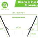 Universal Hammock Stand, Heavy Duty Adjustable 8-12FT Steel Hammock, 600lbs, Black Hammock Stand Weather Resistant for Outdoor Yard Garden With Bag(Not Included Hammock)