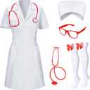 TOKYO REVENGERS Women 5Pcs Halloween Nurse Costume Set Doctor Outfit Lab Coat Nurse Hat Cosplay Party Costume Accessories (XX-Large, White)