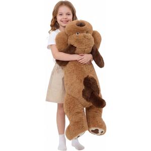 MaoGoLan Giant Dog Plush,31 inches Large Stuffed Animal Dog,Chocolate Brown Fluffy and Cuddly Stuffed Puppy Stuffed Animal Throw Pillow Toy Gift for Puppy Lover,Girls,Kids
