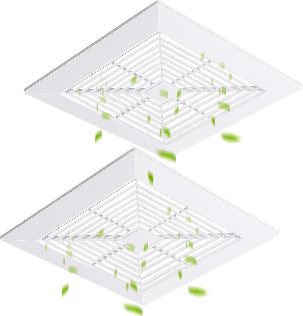 2 Pcs Exhaust Bathroom Fan Cover Bathroom Ceiling Grille with Springs Plastic Replacement Vent Fan Fits Models 663 670 671 675 688 689 Ventilation Plastic Cover White (11 x 11'')