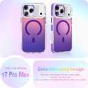 Cute Case for iPhone 17 Pro Max Case with Camera Lens Protector Stand for Women Girls Men [Compatible with Magsafe] Aesthetic Glitter Sparkly Bling Magnetic Phone Cover, Iridescent Purple