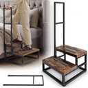 Step Stool with 2 Handles – Includes Extra Removable Handle for Double-Sided Support, Anti-Slip Wooden Platform, Heavy-Duty for High Bed, Kitchen, Bathroom
