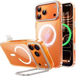 MAGIC JOHN for iPhone 17 Pro Case with Stash Stand, Compatible with MagSafe, Military-Grade Drop Protection for iPhone 17 Pro Phone Case, Scratch-Resistant Back Cover, Clear
