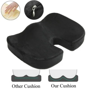 Memory Foam Seat Cushion for for Home Office Desk Chairs Black 18.5" x 14"