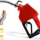 3/4" NPT Automatic Fuel Nozzle, Gas Pump Nozzle with Fuel Hose Swivel & Hook. Auto Shut-Off, Max Flow 16 GPM, 3-Speed Padlock. For Gasoline, Diesel, Kerosene, Biodiesel up to B20. Red