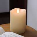 TECHLONG Flameless Candles Battery Operated with Timer, 3D Moving Flame Flickering, Last 600+ Hours Battery Candles, 3" x 4" Ivory Real Wax Electric LED Candle for Wedding Party Decorations