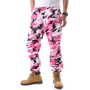 BACKBONE Mens Casual Street Fashion Camo Cargo Pants Army Combat Military BDU Pants Work Hunt Pants (36W x 32L, Pink Camo)