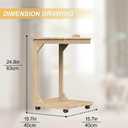 C-Shaped Couch Table, Side Table with 360 Rotating Wheels, 40 Adjustable Tiltable Desktop for Sofa Laptop Coffee, C Table for Living Room (Natural, 15.7 * 15.7 * 24.8in)