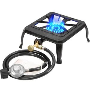 Vivicreate Single burner cast iron flame camping stove, include CSA listed regulator and gas hose (HT-C-0011)