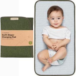 KeaBabies Portable Diaper Changing Pad, Easy Wipe Clean - Foldable Waterproof Baby Changing Mat for Diaper Bag, Compact, Lightweight, 25x13 Newborn, Infant, Baby Changer Travel Essential (Olive Green)