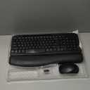 Wireless Keyboard and Mouse Combo, Wave Keys Full-Sized Ergonomic Keyboard with Cushioned Plam Rest, Phone Holder, Comfortable Natural Typing, 2.4G Cordless Set for Computer, Laptop, PC, Mac, Windows (Black)