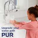 PUR Plus Vertical Faucet Mount Water Filtration System, Lead-Reducing Filter, Great-Tasting, Easy Install, Lasts 100 Gallons, Faucet Water Filter, Compatible with Sinks with External Aerators, Chrome